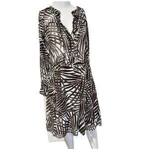 ZARA PATTERN BROWN WHITE DRESS MADE IN MOROCCO SMALL